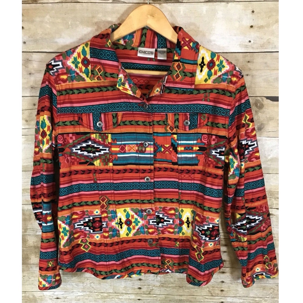Chico's Women's Tribal Aztec Shirt Multi-color 3
